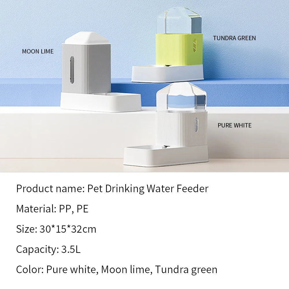 Automatic Pet Feeder & Water Dispenser – 3.5L Large Capacity Feeding Bowl for Cats and Dogs with Drinking Fountain