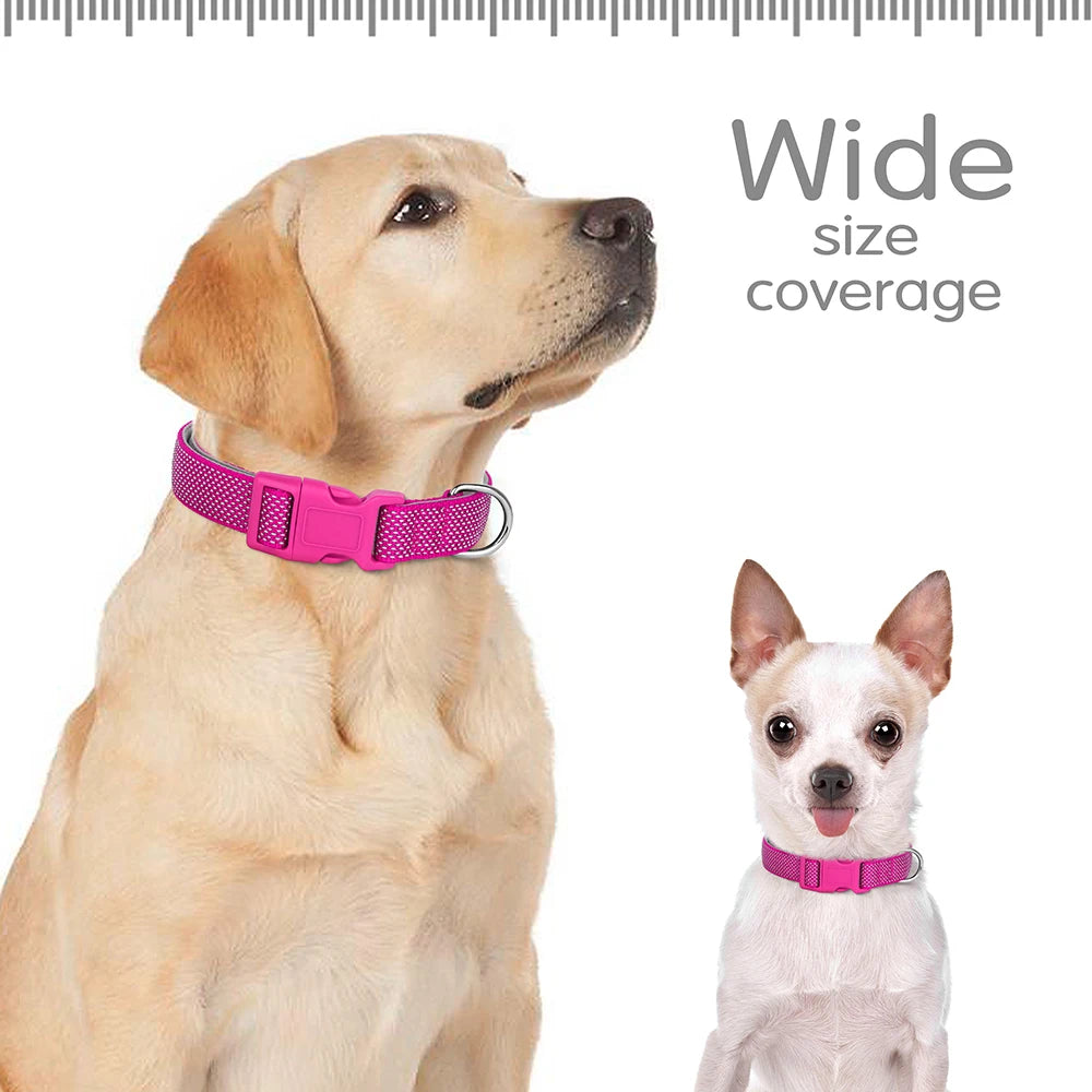 Reflective Adjustable Nylon Dog Collar – Durable Pet Collar for Small, Medium & Large Dogs (Puppy, Pug, Bulldog & More)