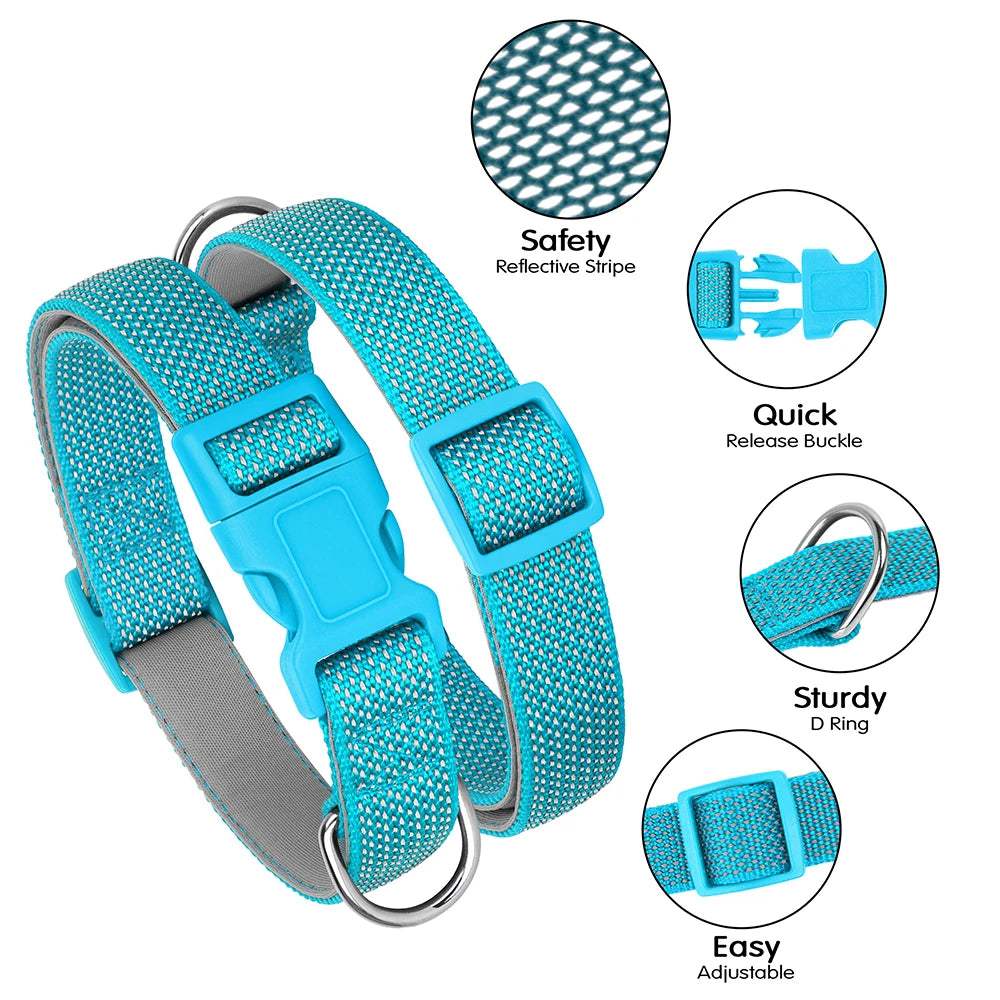 Reflective Adjustable Nylon Dog Collar – Durable Pet Collar for Small, Medium & Large Dogs (Puppy, Pug, Bulldog & More)