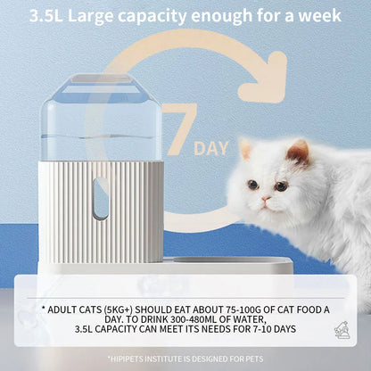 Automatic Pet Feeder & Water Dispenser – 3.5L Large Capacity Feeding Bowl for Cats and Dogs with Drinking Fountain