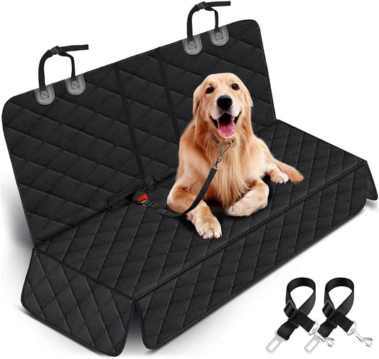 Waterproof Dog Car Seat Cover – Non-Slip Back Seat Protector with Middle Armrest Compatibility, Universal Fit for Cars, Trucks & SUVs – Black