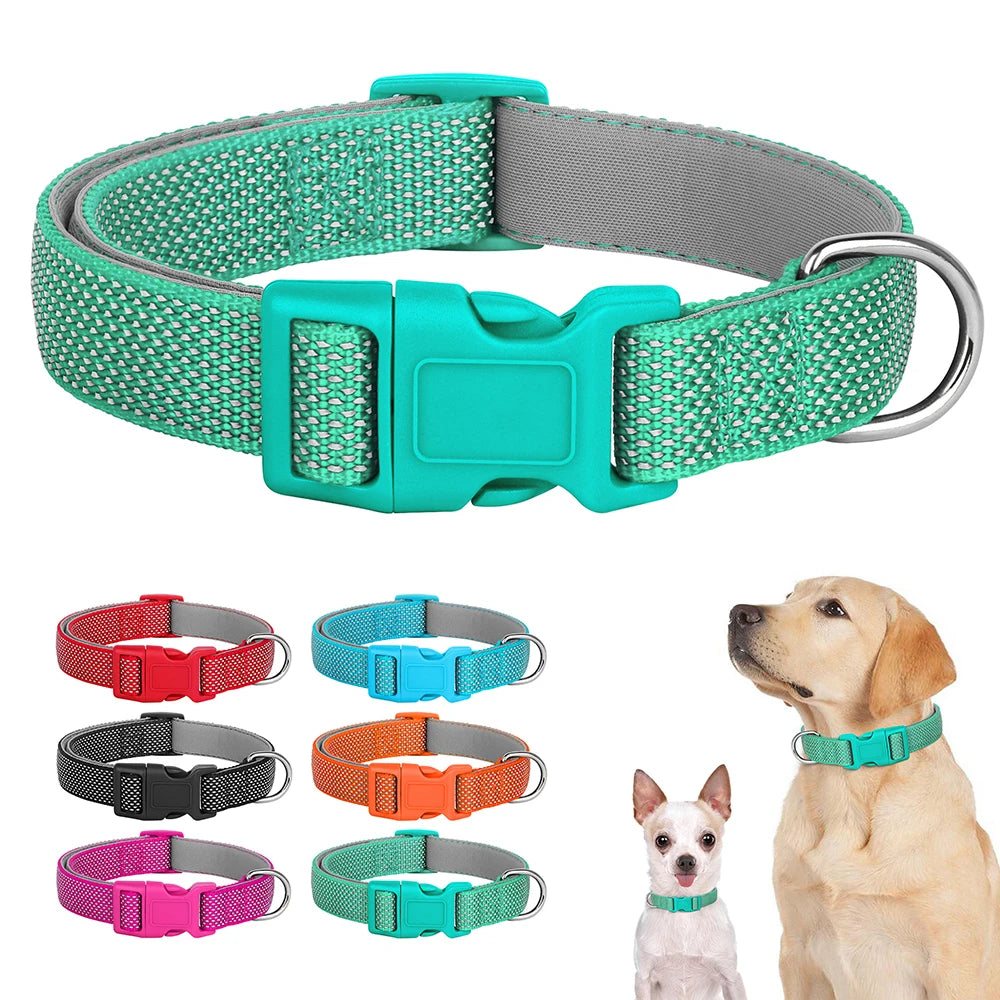 Reflective Adjustable Nylon Dog Collar – Durable Pet Collar for Small, Medium & Large Dogs (Puppy, Pug, Bulldog & More)