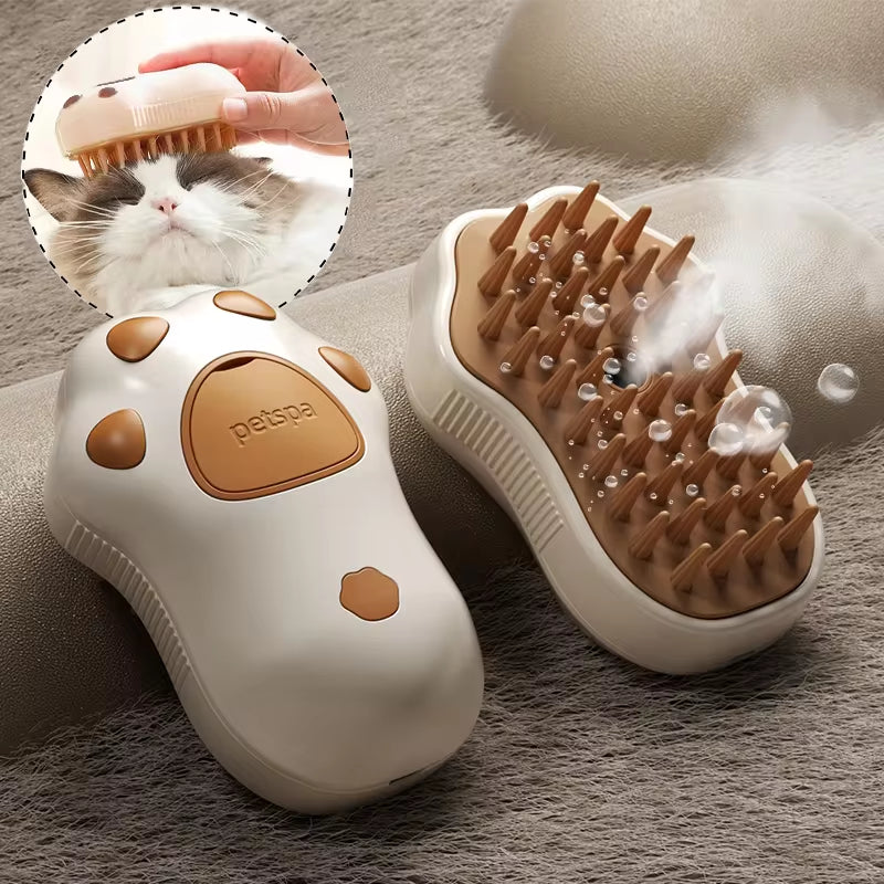 3-in-1 Electric Pet Grooming Brush – Steam Spray Cat & Dog Comb with Hair Removal, Detangling, and Massage Functions