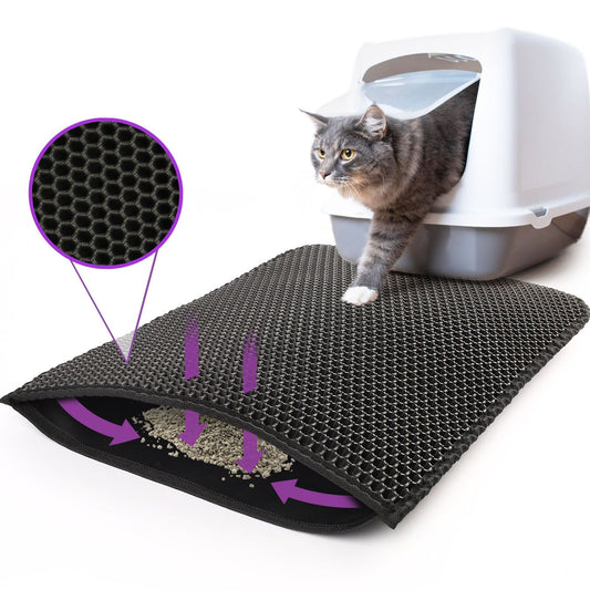 Waterproof Cat Litter Mat – Double-Layer Honeycomb Design, Non-Slip, Washable EVA Pad for Trapping Litter & Sand